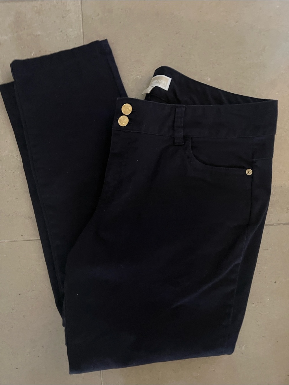 MICHAEL Michael Kors Navy Skinny Jeans with Gold Buttons